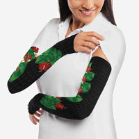 Hawaiian Taro Leaves-Hibiscus and Plumeria Arm Sleeves Polynesian Art-Kakau Tattoo Black LT03 - Polynesian Pride