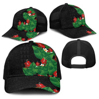 Hawaiian Taro Leaves-Hibiscus and Plumeria Baseball Net Cap Polynesian Art-Kakau Tattoo Black LT03 - Polynesian Pride