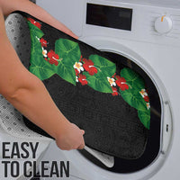 Hawaiian Taro Leaves-Hibiscus and Plumeria Bathroom Set Polynesian Art-Kakau Tattoo Black LT03 - Polynesian Pride