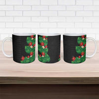 Hawaiian Taro Leaves-Hibiscus and Plumeria Ceramic Mug Polynesian Art-Kakau Tattoo Black LT03 - Polynesian Pride