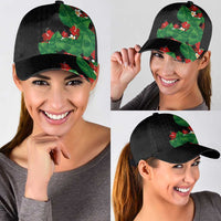 Hawaiian Taro Leaves-Hibiscus and Plumeria Classic Cap Polynesian Art-Kakau Tattoo Black LT03 - Polynesian Pride