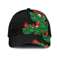 Hawaiian Taro Leaves-Hibiscus and Plumeria Mesh Trucker Cap Polynesian Art-Kakau Tattoo Black LT03 One Size Black Black - Polynesian Pride