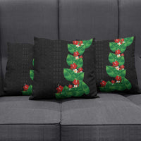 Hawaiian Taro Leaves-Hibiscus and Plumeria Pillow Cover Polynesian Art-Kakau Tattoo Black LT03 - Polynesian Pride