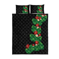 Hawaiian Taro Leaves-Hibiscus and Plumeria Quilt Bed Set Polynesian Art-Kakau Tattoo Black LT03 - Polynesian Pride