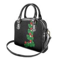 Hawaiian Taro Leaves-Hibiscus and Plumeria Shoulder Handbag Polynesian Art-Kakau Tattoo Black LT03 - Polynesian Pride