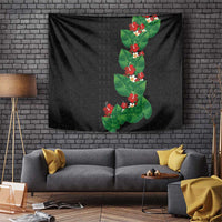 Hawaiian Taro Leaves-Hibiscus and Plumeria Tapestry Polynesian Art-Kakau Tattoo Black LT03 Black - Polynesian Pride
