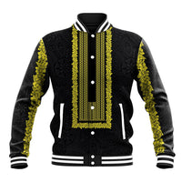 Philippines Polynesian Jasmine Pattern Baseball Jacket With Barong Tagalog Black Style