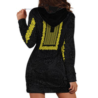 Philippines Polynesian Jasmine Pattern Hoodie Dress With Barong Tagalog Black Style