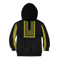 Philippines Polynesian Jasmine Pattern Kid Hoodie With Barong Tagalog Black Style