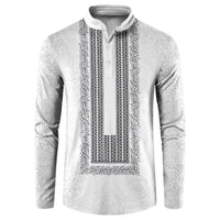 Philippines Polynesian Jasmine Pattern Button Sweatshirt With Barong Tagalog White Style