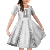 Philippines Polynesian Jasmine Pattern Family Matching Long Sleeve Bodycon Dress and Hawaiian Shirt With Barong Tagalog White Style