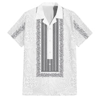 Philippines Polynesian Jasmine Pattern Family Matching Off Shoulder Maxi Dress and Hawaiian Shirt With Barong Tagalog White Style