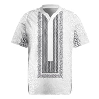 Philippines Polynesian Jasmine Pattern Rugby Jersey With Barong Tagalog White Style