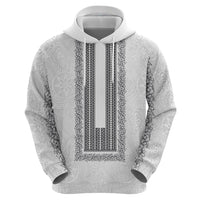 Philippines Polynesian Jasmine Pattern Zip Hoodie With Barong Tagalog White Style