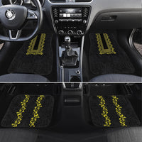 Philippines Polynesian Floral Pattern Car Mats With Barong Tagalog Black Style LT03 Set 4pcs Black - Polynesian Pride