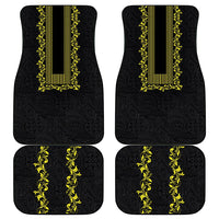 Philippines Polynesian Floral Pattern Car Mats With Barong Tagalog Black Style LT03 - Polynesian Pride