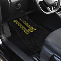 Philippines Polynesian Floral Pattern Car Mats With Barong Tagalog Black Style LT03 - Polynesian Pride