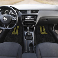 Philippines Polynesian Floral Pattern Car Mats With Barong Tagalog Black Style LT03 Set 2pcs - Front Black - Polynesian Pride