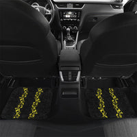 Philippines Polynesian Floral Pattern Car Mats With Barong Tagalog Black Style LT03 Set 2pcs - Back Black - Polynesian Pride