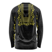 Philippines Polynesian Floral Pattern Long Sleeve Shirt With Barong Tagalog Black Style