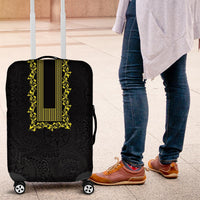 Philippines Polynesian Floral Pattern Luggage Cover With Barong Tagalog Black Style