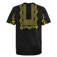 Philippines Polynesian Floral Pattern Rugby Jersey With Barong Tagalog Black Style