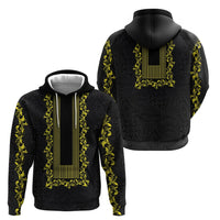 Philippines Polynesian Floral Pattern Zip Hoodie With Barong Tagalog Black Style