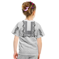 Philippines Polynesian Floral Pattern Kid T Shirt With Barong Tagalog White Style