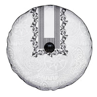 Philippines Polynesian Floral Pattern Spare Tire Cover With Barong Tagalog White Style