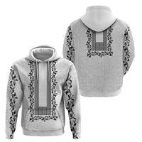 Philippines Polynesian Floral Pattern Zip Hoodie With Barong Tagalog White Style