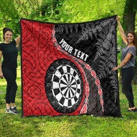 Personalised New Zealand Darts Quilt Koru Tribal Tattoo and Silver Fern Maori Pattern Red Color LT03 - Polynesian Pride