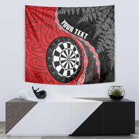 Personalised New Zealand Darts Tapestry Koru Tribal Tattoo and Silver Fern Maori Pattern Red Color LT03 - Polynesian Pride