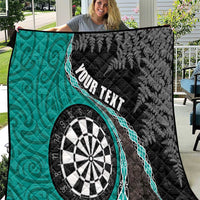 Personalised New Zealand Darts Quilt Koru Tribal Tattoo and Silver Fern Maori Pattern Teal Color LT03 Teal - Polynesian Pride