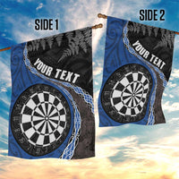 Personalised New Zealand Darts Garden Flag Koru Tribal Tattoo and Silver Fern Maori Pattern Blue Color