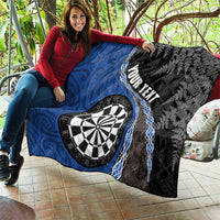 Personalised New Zealand Darts Quilt Koru Tribal Tattoo and Silver Fern Maori Pattern Blue Color LT03 - Polynesian Pride