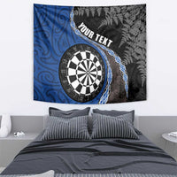 Personalised New Zealand Darts Tapestry Koru Tribal Tattoo and Silver Fern Maori Pattern Blue Color LT03 - Polynesian Pride