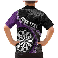 Personalised New Zealand Darts Family Matching Mermaid Dress and Hawaiian Shirt Koru Tribal Tattoo and Silver Fern Maori Pattern Purple Color LT03 - Polynesian Pride