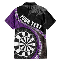 Personalised New Zealand Darts Family Matching Tank Maxi Dress and Hawaiian Shirt Koru Tribal Tattoo and Silver Fern Maori Pattern Purple Color LT03 - Polynesian Pride