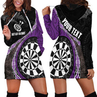 Personalised New Zealand Darts Hoodie Dress Koru Tribal Tattoo and Silver Fern Maori Pattern Purple Color LT03 - Polynesian Pride