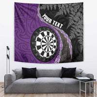 Personalised New Zealand Darts Tapestry Koru Tribal Tattoo and Silver Fern Maori Pattern Purple Color LT03 Purple - Polynesian Pride