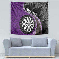 Personalised New Zealand Darts Tapestry Koru Tribal Tattoo and Silver Fern Maori Pattern Purple Color LT03 - Polynesian Pride