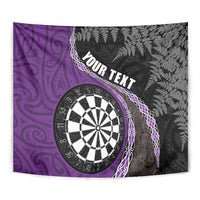 Personalised New Zealand Darts Tapestry Koru Tribal Tattoo and Silver Fern Maori Pattern Purple Color LT03 - Polynesian Pride