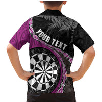 Personalised New Zealand Darts Family Matching Mermaid Dress and Hawaiian Shirt Koru Tribal Tattoo and Silver Fern Maori Pattern Pink Color LT03 - Polynesian Pride
