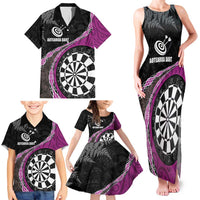 Personalised New Zealand Darts Family Matching Tank Maxi Dress and Hawaiian Shirt Koru Tribal Tattoo and Silver Fern Maori Pattern Pink Color LT03 - Polynesian Pride