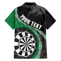 Personalised New Zealand Darts Family Matching Summer Maxi Dress and Hawaiian Shirt Koru Tribal Tattoo and Silver Fern Maori Pattern Green Color LT03 - Polynesian Pride