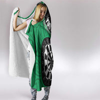 Personalised New Zealand Darts Hooded Blanket Koru Tribal Tattoo and Silver Fern Maori Pattern Green Color