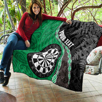 Personalised New Zealand Darts Quilt Koru Tribal Tattoo and Silver Fern Maori Pattern Green Color LT03 - Polynesian Pride