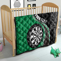 Personalised New Zealand Darts Quilt Koru Tribal Tattoo and Silver Fern Maori Pattern Green Color LT03 - Polynesian Pride