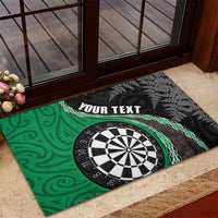 Personalised New Zealand Darts Rubber Doormat Koru Tribal Tattoo and Silver Fern Maori Pattern Green Color LT03 - Polynesian Pride