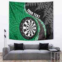 Personalised New Zealand Darts Tapestry Koru Tribal Tattoo and Silver Fern Maori Pattern Green Color LT03 Green - Polynesian Pride